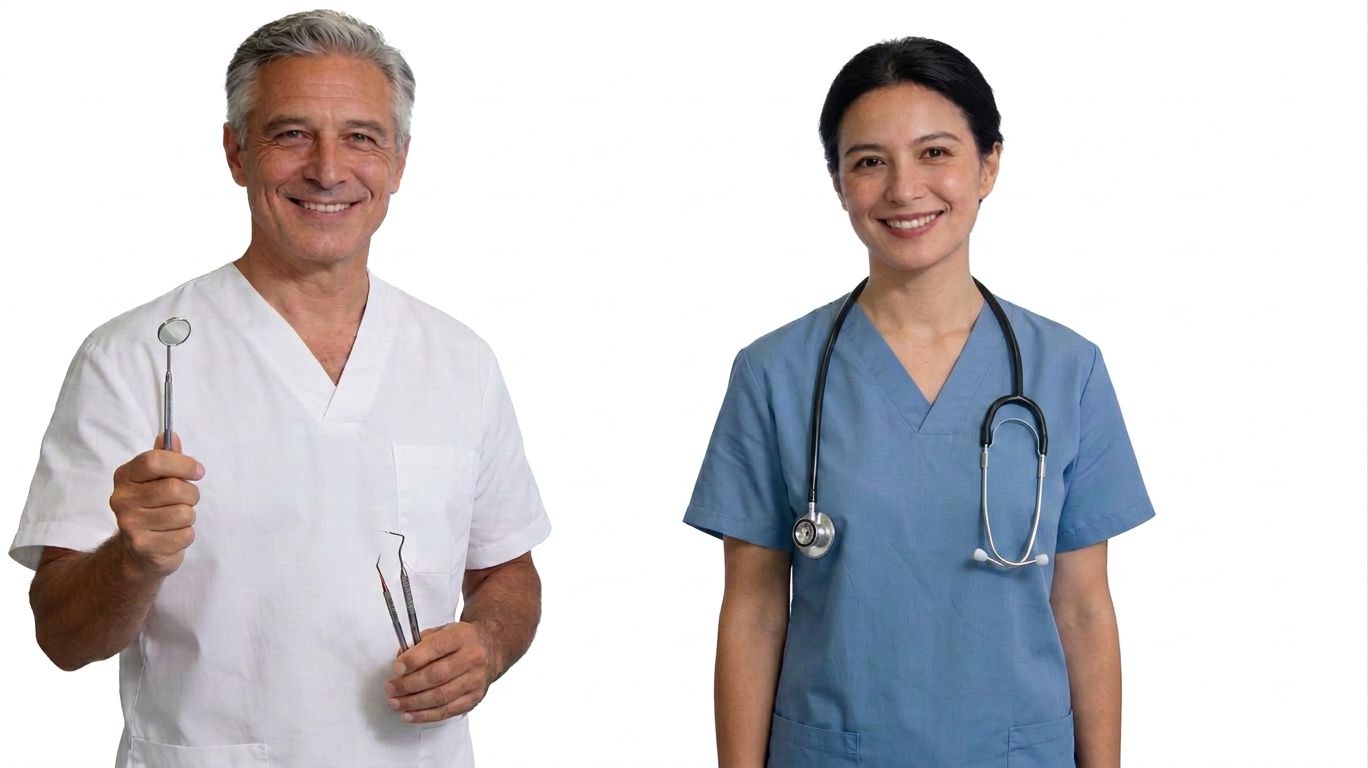 Dos profesionales, un estomatólogo y un dentista