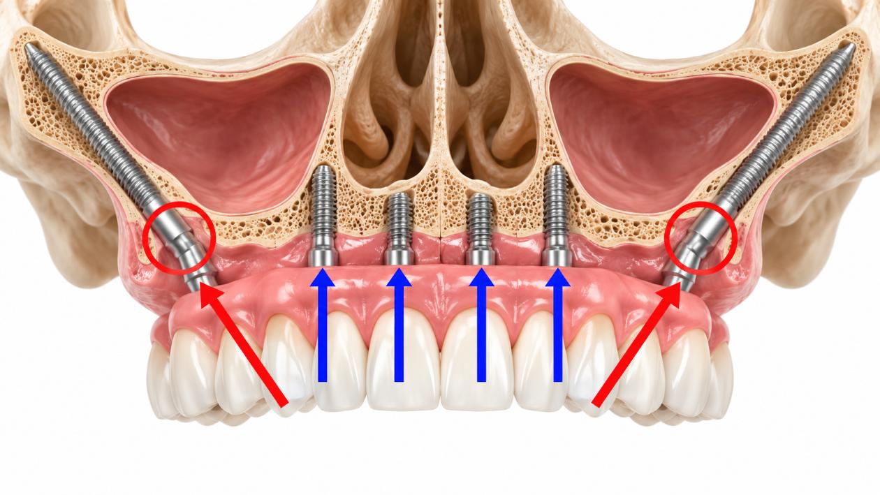 Colocacion del implante dental cigomatico frente a implante dental convencional