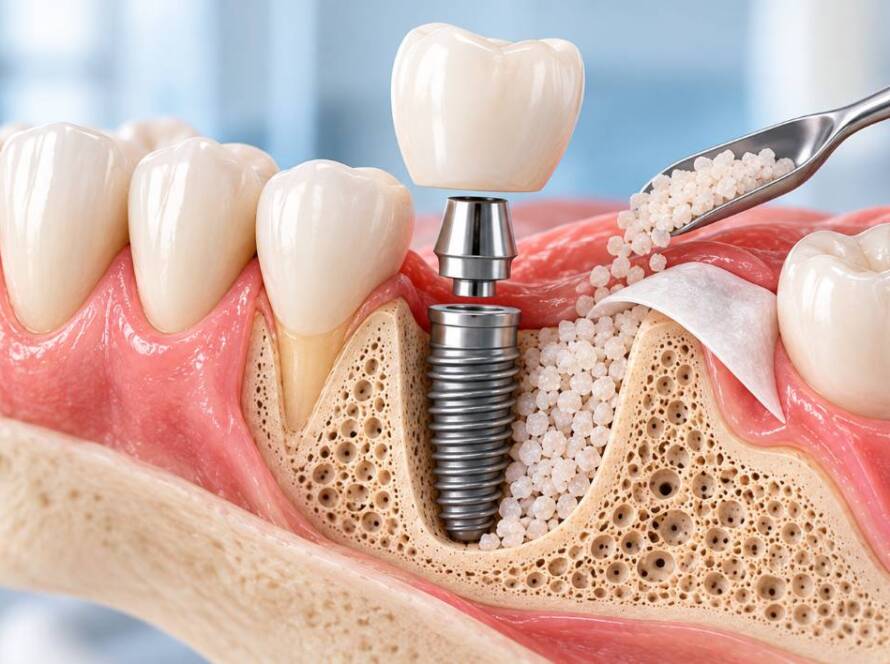 implante dental con injerto de hueso