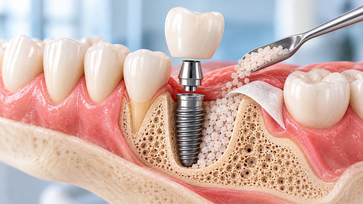 implante dental con injerto de hueso